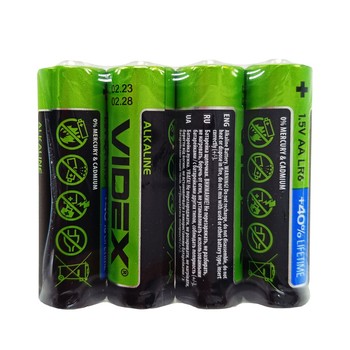 Батарейка лужна Videx Alkaline Videx LR6 AAx4, LR06/AA блістер 4 штуки пальчики блістер фото