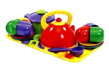 Дитячий ігровий набір посуду з чайником, каструлею та тацею 70309, 23 предмети фото