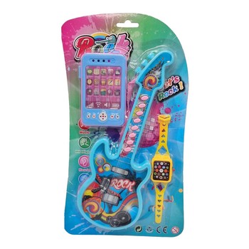 Дитяча іграшка "Гітара" Bambi 8120-2 з наручним годинником та телефоном (Синій) фото