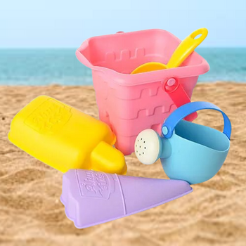 Игровой набор для песочницы мягкий Мороженое ведерко, лопатка, лейка, формочки (Розовый) фото